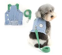 Ranphy Chaleco de mezclilla suave sin tirones para perros pequeños y pequeños, a rayas, cachorro, gatito, gato, arnés y correa para entrenamiento, caminar, a prueba de escapes, azul, XXL