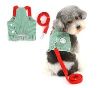 Ranphy Chaleco de mezclilla suave sin tirones para perros pequeños y pequeños, a rayas, cachorro, gatito, gato, arnés y correa para entrenamiento, caminar, a prueba de escapes, verde, XXL