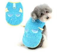 Ranphy Jersey de forro polar esponjoso para perros y gatos pequeños, suéter cálido sin mangas con anillo en D, traje de invierno para cachorros, gatitos, chihuahua, yorkie, azul, XL