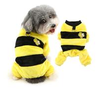 Ranphy Lindo disfraz de abejorro para mascotas, pijama de franela de forro polar para perros pequeños, cachorros, enterizo térmico con anillo en D, yorkie chihuahua, ropa de otoño e invierno, ropa de