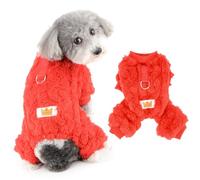 Ranphy Lindo pijama de forro polar para mascotas, jacquard, para perros pequeños, cachorros, enterizo térmico, elástico, con anillo en D, yorkie, chihuahua, ropa de otoño e invierno, ropa de gato,