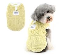 Ranphy Lindo suéter de forro polar en relieve para perros pequeños, cachorros, chaleco térmico sin mangas con anillo en D, Yorkie Chihuahua, ropa de otoño e invierno, ropa de gato, amarillo, S