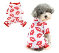 Ranphy Ropa para el día de San Valentín para mascotas, mono con estampado de labios lindos para perros pequeños con volantes de encaje, pijamas para cachorros, pijamas Yorkie, Chihuahua, festival,