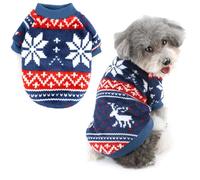 Ranphy Suéter térmico de Navidad para perros pequeños, suéter térmico con copo de nieve, reno, sudadera cálida para mascotas, para vacaciones, invierno, otoño, chihuahua, yorkie, azul, XXL