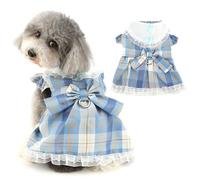 Ranphy Vestido de arnés a cuadros para mascotas para perros pequeños, falda de princesa para cachorros, trajes de disfraz para mascotas, ropa de Yorkie Chihuahua, ropa de correa, anillo, ropa de gato,
