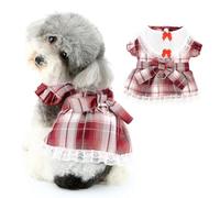 Ranphy Vestido de arnés a cuadros para mascotas para perros pequeños, falda de princesa para cachorros, trajes de disfraz para mascotas, ropa de Yorkie Chihuahua, ropa de correa, anillo, ropa de gato,