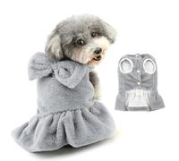 Ranphy Vestido de forro polar de felpa para perros pequeños, falda de princesa con anillo de correa, lazo, sin mangas, yorkie, chihuahua, otoño e invierno, ropa de gato, gris, XS