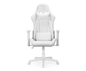Ranqer Felix Original Silla Gaming Ergonómica con Cojines Lumbar y Cervical, Reclinable, Reposabrazos 2D, Diseño Racing, Cuero Sintético Resistente, Ideal para Esports y Oficina, Blanco