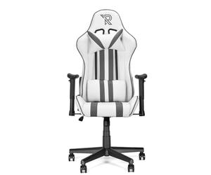 Ranqer Felix Original Silla Gaming Ergonómica con Cojines Lumbar y Cervical, Reclinable, Reposabrazos 2D, Diseño Racing, Cuero Sintético Resistente, Ideal para Esports y Oficina, Blanco/Gris