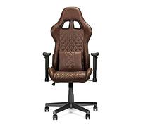 Ranqer Felix Silla De Oficina Ergonómica Y Gaming En Cuero PU Ajustable con Cojín Lumbar Y Cervical, Reclinable 90-180°, Apoyabrazos 2D, Base De Nailon Resistente hasta 150 Kg, Marrón Oscuro