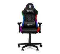 Ranqer Halo Silla Gaming RGB con Iluminación LED, Respaldo Ajustable 180°, Cojines Extraíbles, Reposabrazos 2D, Diseño Ergonómico y Base Robusta de Nailon, Negro