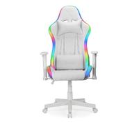 Ranqer Halo Silla Gaming RGB con Iluminación LED, Respaldo Ajustable 180°, Cojines Extraíbles, Reposabrazos 2D, Diseño Ergonómico y Base Robusta de Nailon, Blanco