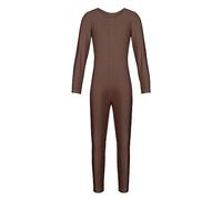 ranrann Body Mono de Danza para Niña Clásica Jumpsuit de Baile Fitness Maillot de Gimnasia Rítmica Elástico Leotardo de Danza Ballet Manga Larga Pantalones Largos Marrón 10-12 años