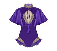 ranrann Disfraz de Circo para Mujer Maillot Ballet con Capa Bruja Morado Traje de Zendaya Gran Showman Traje Teatro Musical Cosplay Halloween Morado M