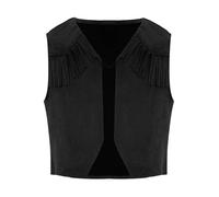 ranrann Disfraz de Vaquero para Niño Chaleco Flecos Chalecos Sin Mangas Fiesta Chaqueta Ropa Rock Hippie Disfraz para Carnaval Halloween Fiesta Negro C 3-4 años
