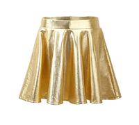 ranrann Falda para Niña Brillante Metálico Falda de Acampanada Falda Corta de Baile Latino Falda de Danza Jazz Hip Hop Falda Skater Cintura Elástica de Fiesta Dorado 7-8 años