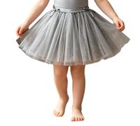 ranrann Falda para Niña Minifalda Brillante Rave Cumpleaños Dulce Elegante Clásico Algodón Cintura Gris 11-12 años