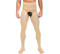 ranrann Sexy Leggings para Hombres Elásticas Medias Erótica Ropa Interior Enterpierna Abierto Seda de Hielo Pantys Pantyhose para Chicos Desnudo B One Size