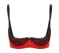ranrann Sujetador con Aros de Encaje Floral para Mujer Básico Bra Abierta Push Up Tirantes Ajustables Crop Top Lencería Erótica Bikini Ropa de Noche