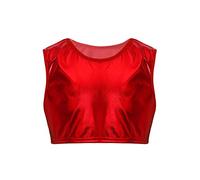ranrann Tank Top de Yoga Danza para Niñas Chaleco Corto de Baile Moderno Charol Brillante Sujetador Deportivo de Running Fitness Top Deportivo Niña Rojo A 8-10 años