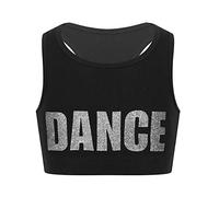 ranrann Tank Top de Yoga Danza para Niñas Chaleco Corto de Baile Moderno Estampado de Letra Sujetador Deportivo de Running Fitness Top Deportivo Niña a Plateado 6 años