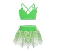 ranrann Traje de Baño Dos Piezas para Niña Bañador Tankini Crop Top Braguitas con Falda Disfraz de Mariposa Ropa de Playa Natación Vacaciones Verde 3-4 años