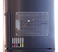 RANRAO Calendario magnético acrílico, planificador magnético para nevera, calendario mensual y semanal con 6 bolígrafos, calendario acrílico transparente reutilizable para nevera