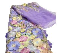RANRAO Tela de encaje de flores bordadas en 3D, tela de gasa bordada de flores coloridas para ropa de fiesta, manualidades, adornos de costura (estilo A), 16CB9F53YTH17XS57V1OCA48120