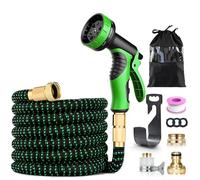 Rantizon Manguera Jardin Extensible 15M, Boquilla en 10 Modos, Manguera Extensible con 4 Capas de Látex a Prueba de Fugas, 3/4 "- 1/2" Conector de Latón, Mangeras Jardineria Flexible 15 Metros