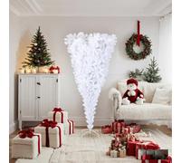 Rantry Árbol de Navidad Artificial al revés con Soporte Blanco 180 cm Aspecto Realista, Fácil Montaje, para el Hogar, Tienda, Oficina