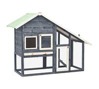 Rantry Conejera gris y blanca, 140 x 63 x 120 cm, madera maciza de abeto, jaula para animales, jaula para pollos exterior para aves de corral, gallineros, conejos, decoración de muebles de dormitorio