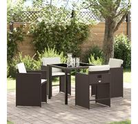 Rantry Juego de 5 piezas de comedor de jardín con cojines en color marrón de polirratán Model3379984