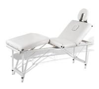 Rantry Mesa Camilla de Masaje de Aluminio Plegable de 4 cuerpos Blanco Crema Camilla de Masaje Plegable Mesa de Masaje portátil Camilla de Masaje Aluminio