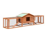 Rantry Mueble conejera de madera maciza de pino y abeto, 310 x 70 x 87 cm, jaula para animales, jaula para pollos exterior para aves de corral, gallineros y conejos