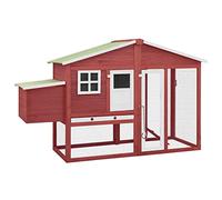Rantry Mueble gallinero con caseta anidadora roja y blanca de madera de abeto, jaula para animales y gallineros exteriores para aves de corral, gallineros y conejos