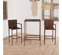 Rantry Set de Bar de jardín 3 Piezas y Cojines ratán sintético marrón Mesa Alta Exterior mesas Altas y taburetes Barra de Bar Exterior Jardin Longitud Mesa 70 cm