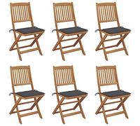 Rantry sillas Jardin Exterior Plegables,sillones para terraza apilables con Cojines Sillas de jardín Plegables 6 uds y Cojines Madera Maciza Acacia