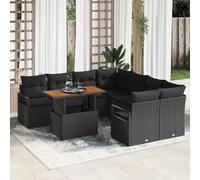 Rantry Sofá de Jardín Modular 9 Piezas en Poliratán Negro - Comodidad y Estilo para tu Espacio Exterior Modelo LWZJ915-3358431ES