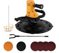 Ranuradora EléCtrica Para Alisar Paredes Y Concreto Con Varilla Mezcladora Y Luz Led,80-600 Rpm, Llana EléCtrica Para Mortero Y Yeso, MáQuina Para Alisar Paredes Con PéRtiga De ExtensióN(Yellow)