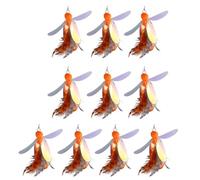 Ranuw 10 unids/set interesante teaser gatos juguete caña de pescar ensayos pescado plumas teaser divertido pescado relleno varita accesorios reemplazo con campanas