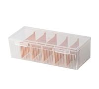 Ranuw Caja de tarjetas transparente cubierta de plástico incluye secciones ajustables para organizar tarjetas de visita, fichas, coleccionables y organizadores de escritorio, Cheng She, M, Mass Beauty