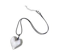 Ranuw Collar moderno con colgante de resina sintética y correa de piel sintética, hecho a mano, con forma de corazón de amor, regalo pensativo, colgante para mujer, corazón grande de resina