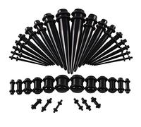 Ranuw Juego de 36 piezas unisex 2 en 1 14G-00G acrílico tornillo ajuste intercambiable tapón cónico piercing oreja dilatador expansor cuerpo piercing joyería kit mujeres orejas