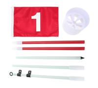 Ranuw Juego de banderas de nailon, palillo portátil, verde putting, doble cara numerada y copa hueca, palo de bandera portátil