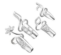 Ranuw Paquete de 4 anillos versátiles para el tobillo con punta abierta, diamantes de imitación, clavos, accesorios para uñas para amantes de la moda, aleación para mujeres, como se describe