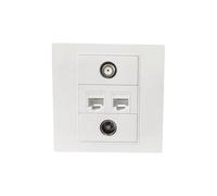Ranuw Regleta de salida multimedia para varios puertos, TV9.5, RJ45, CAT6/CAT5E, placa frontal tipo F para Ethernet/TV, reproducción de cable coaxial