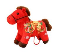 Ranuw Símbolo de la prosperidad, caballo de peluche, signo del zodiaco, juguete animal con tela suave para celebraciones familiares, caballo de bienestar, peluche con relleno de algodón suave para el