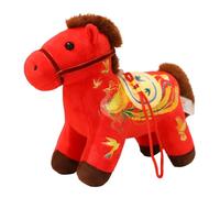 Ranuw Símbolo de la prosperidad, caballo de peluche, signo del zodiaco, juguete animal con tela suave para celebraciones familiares, caballo de bienestar, peluche con relleno de algodón suave para el