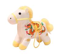 Ranuw Símbolo de la prosperidad, caballo de peluche, signo del zodiaco, juguete animal con tela suave para celebraciones familiares, caballo de bienestar, peluche con relleno de algodón suave para el