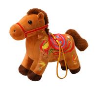 Ranuw Símbolo de la prosperidad, caballo de peluche, signo del zodiaco, juguete animal con tela suave para celebraciones familiares, caballo de bienestar, peluche con relleno de algodón suave para el
